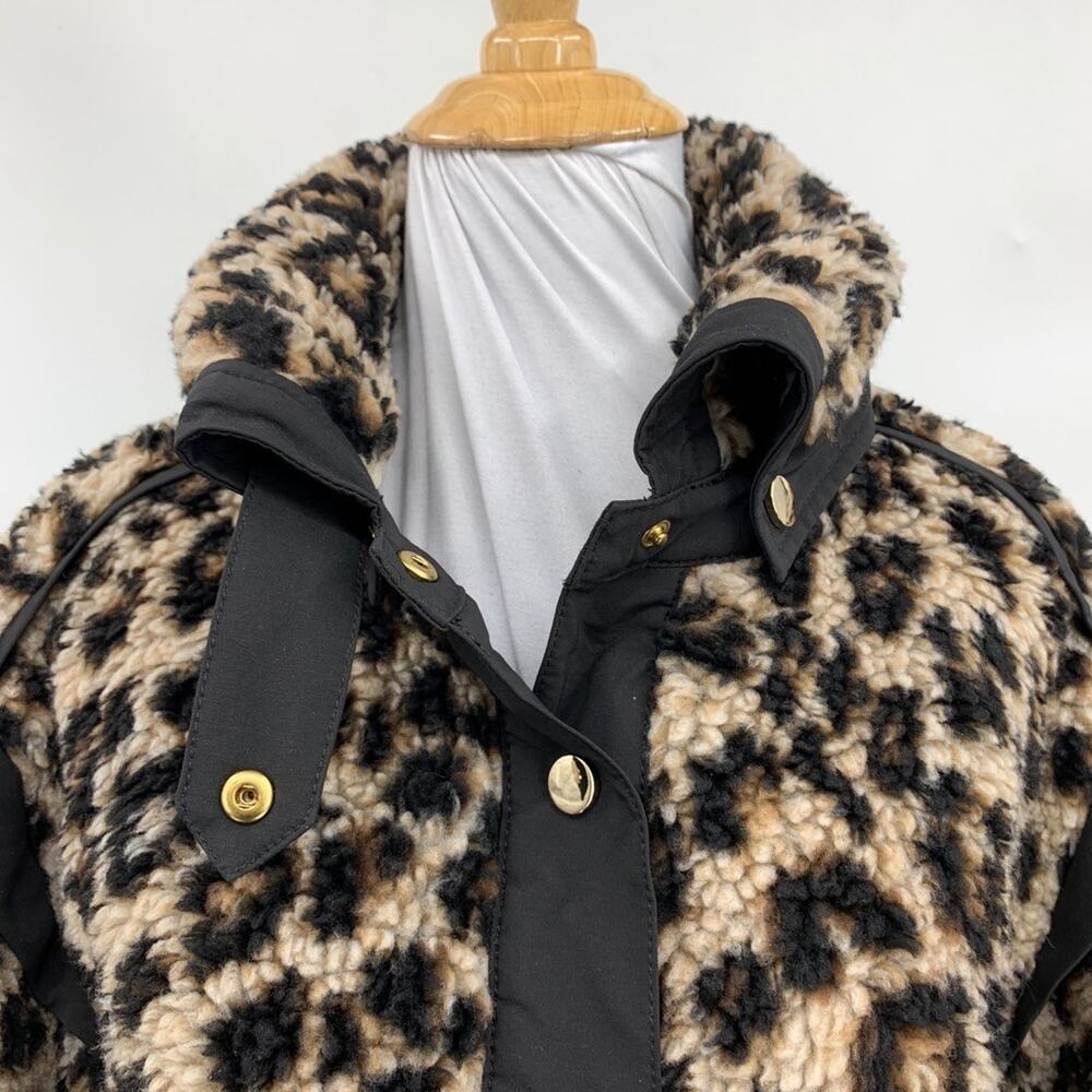 Veronica Beard Jacket Women S Small Anita Animal Print Faux Fur Crop Snap Button - Picture 4 of 15